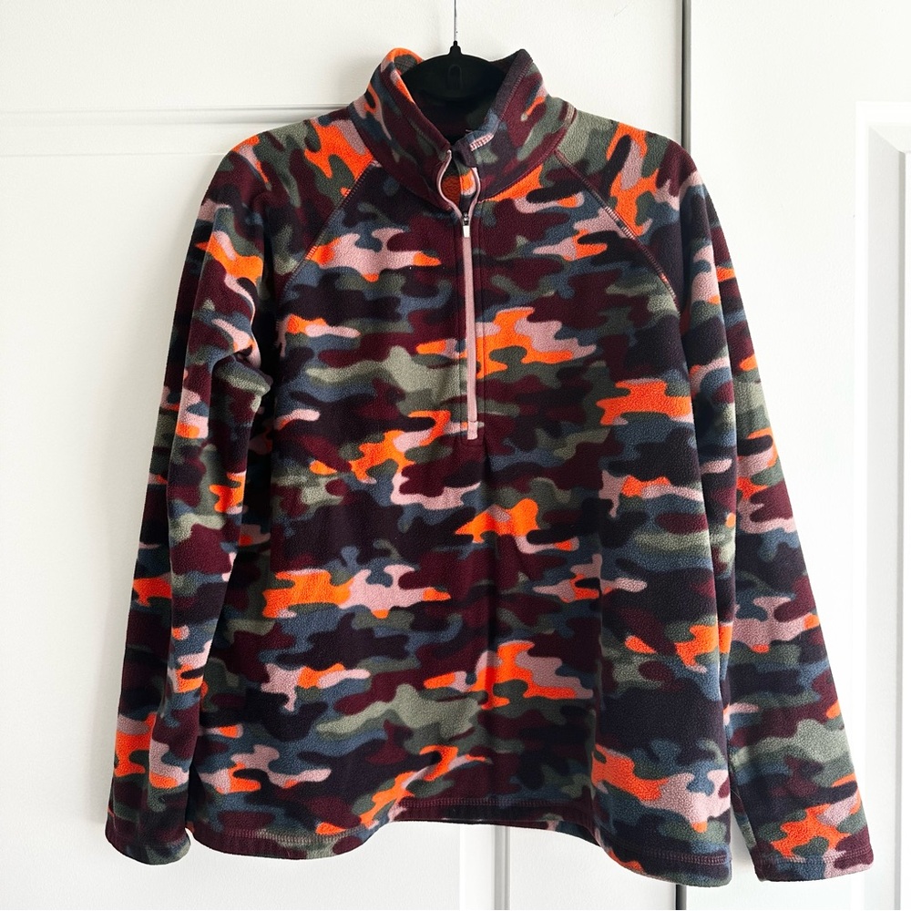 Eddie Bauer Multicolor Green Brown & Orange Half Zip Fleece Jacket